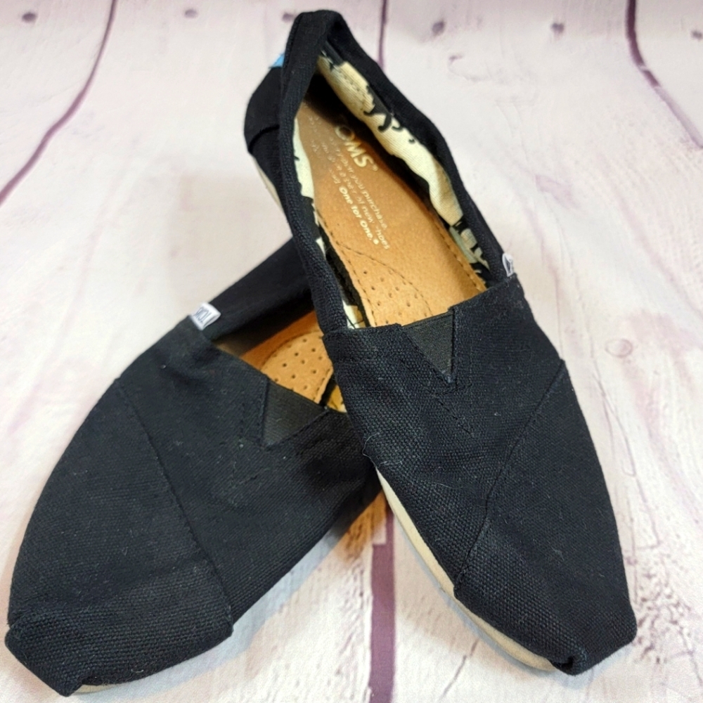 Tom's black canvas slip-ons 6